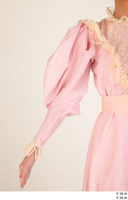  Photos Woman in Historical Civilian dress 3 19th century Medieval Clothing Pink dress arm 0001.jpg